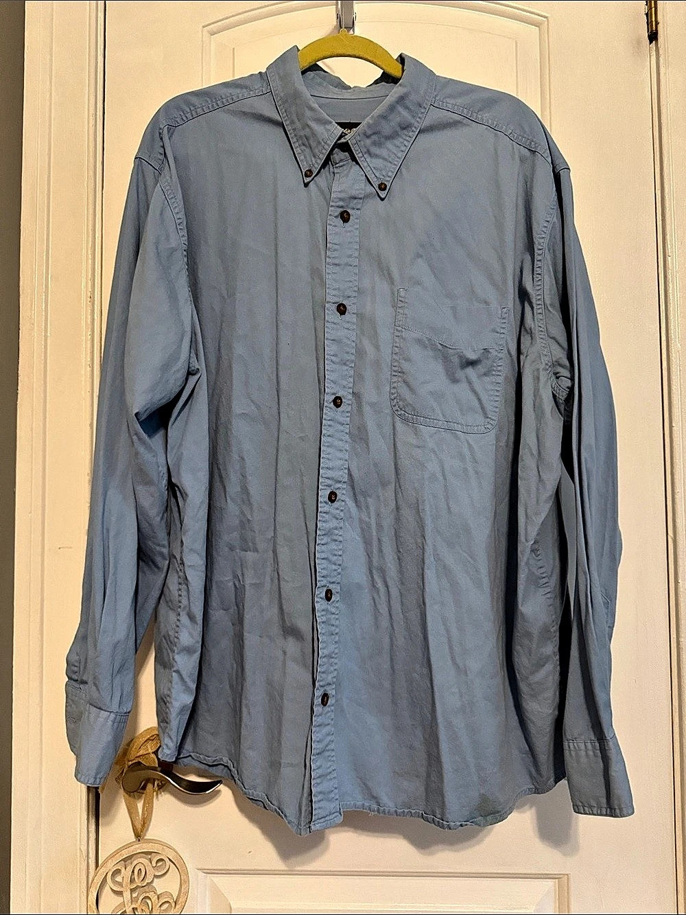 Eddie Bauer Relaxed Fit Cotton Button Down Shirt XXL Blue